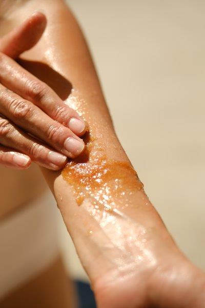 AB Body Coconut scrub on skin